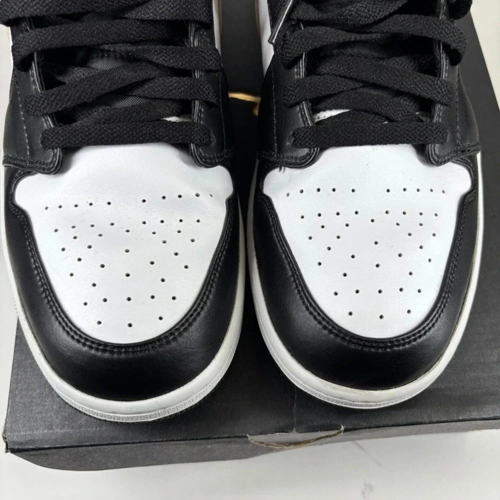 Air Jordan 1 Mid White/Pollen Black Men's US 13 University Gold Shoes 554724-177